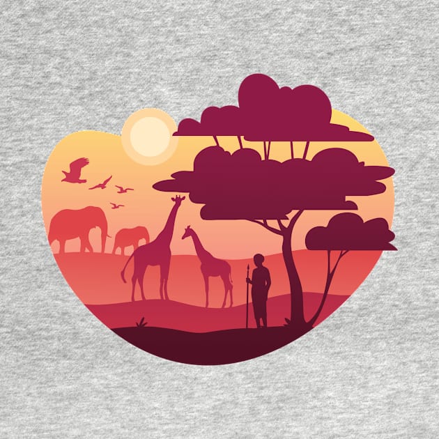 Cool Safari Ladscape Silhouette by BamBam